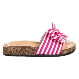 SHELOVET Zapatillas de rayas de moda blanco rosado