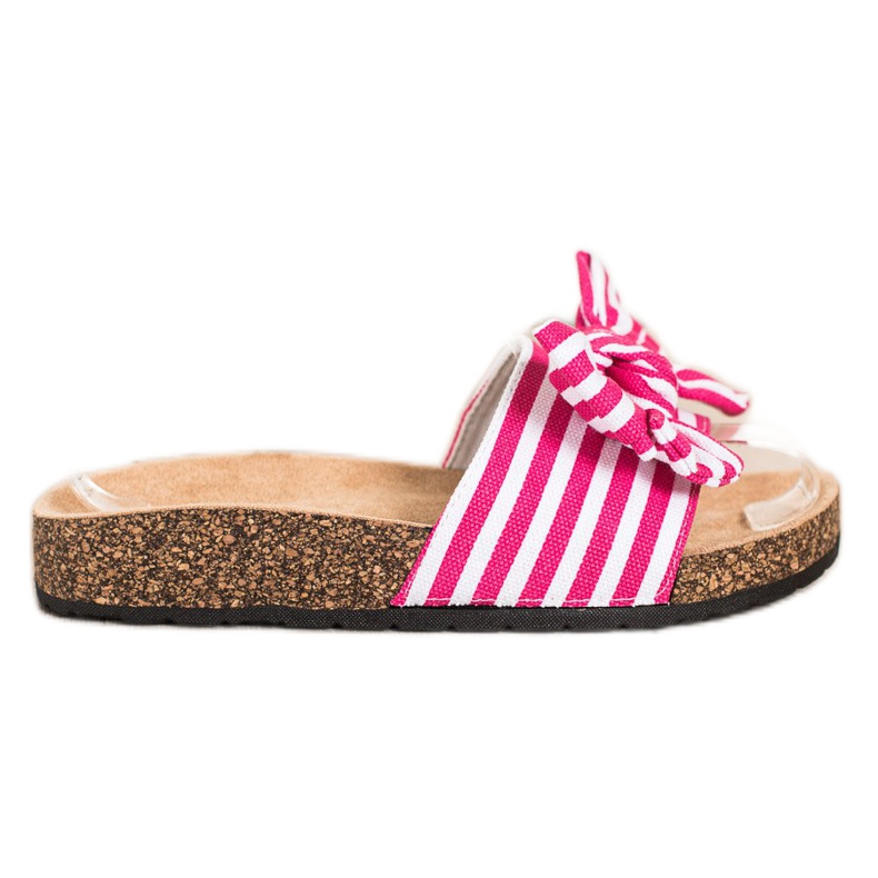 SHELOVET Zapatillas de rayas de moda blanco rosado