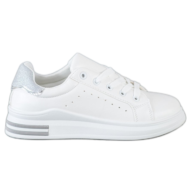 Diamantique Zapatillas con aplicación de purpurina blanco