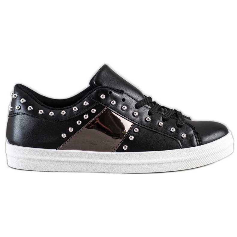 SHELOVET Zapatillas Negras Con Adornos negro