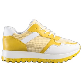 Bestelle Zapatillas con plataforma de purpurina blanco amarillo Bestelle Zapatillas con plataforma de purpurina blanco amarillo