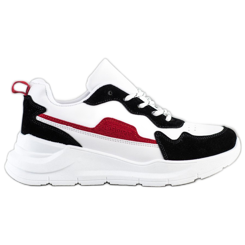 SHELOVET Zapatillas con inserciones de ante blanco negro