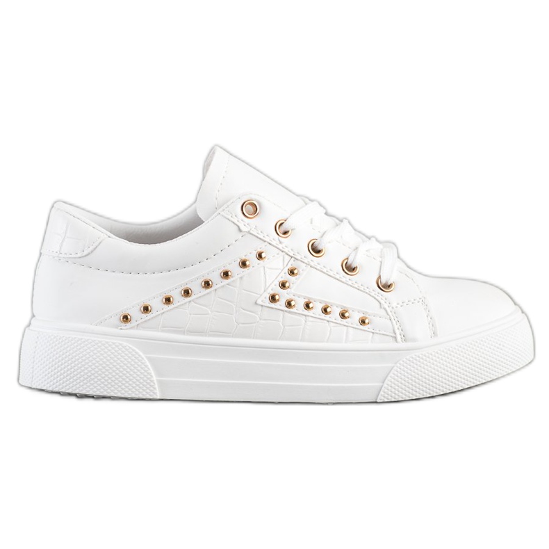 SHELOVET Zapatillas de cuero ecológico blanco