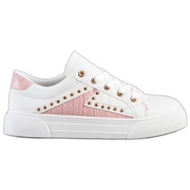 SHELOVET Zapatillas de cuero ecológico blanco