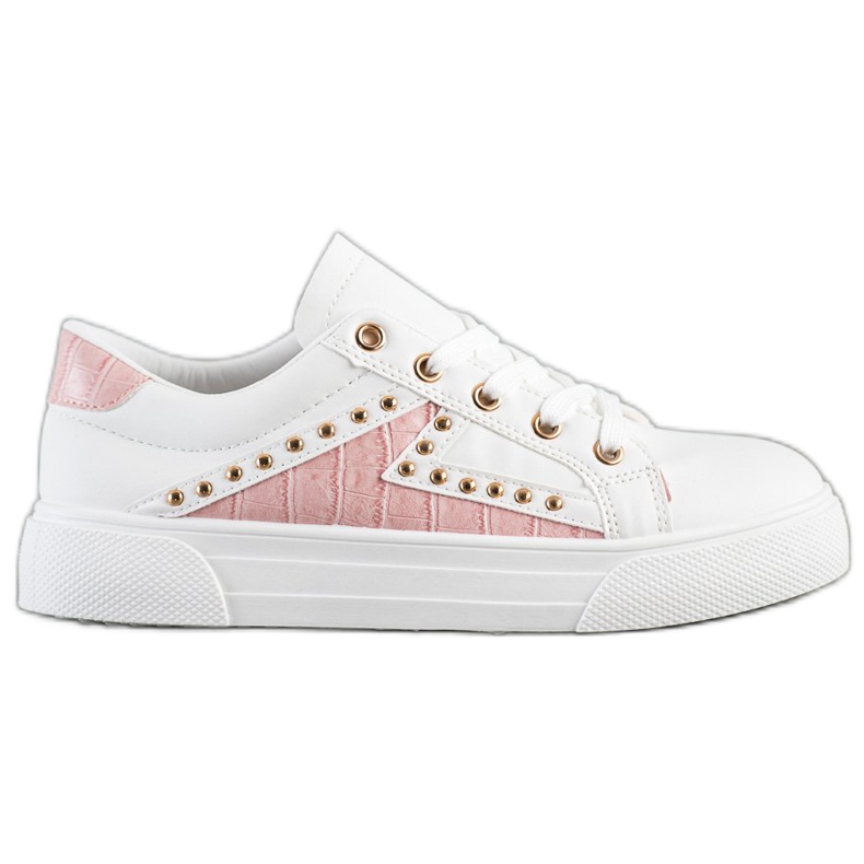 SHELOVET Zapatillas de cuero ecológico blanco