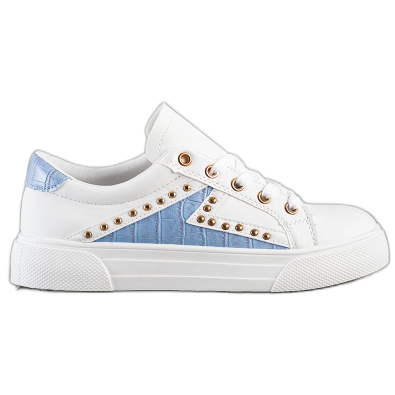 SHELOVET Zapatillas de cuero ecológico blanco