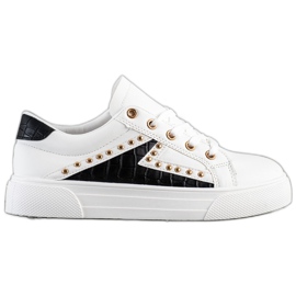 SHELOVET Zapatillas de cuero ecológico blanco SHELOVET Zapatillas de cuero ecológico blanco