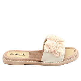 Zapatillas beige con flores 35-219 Beige