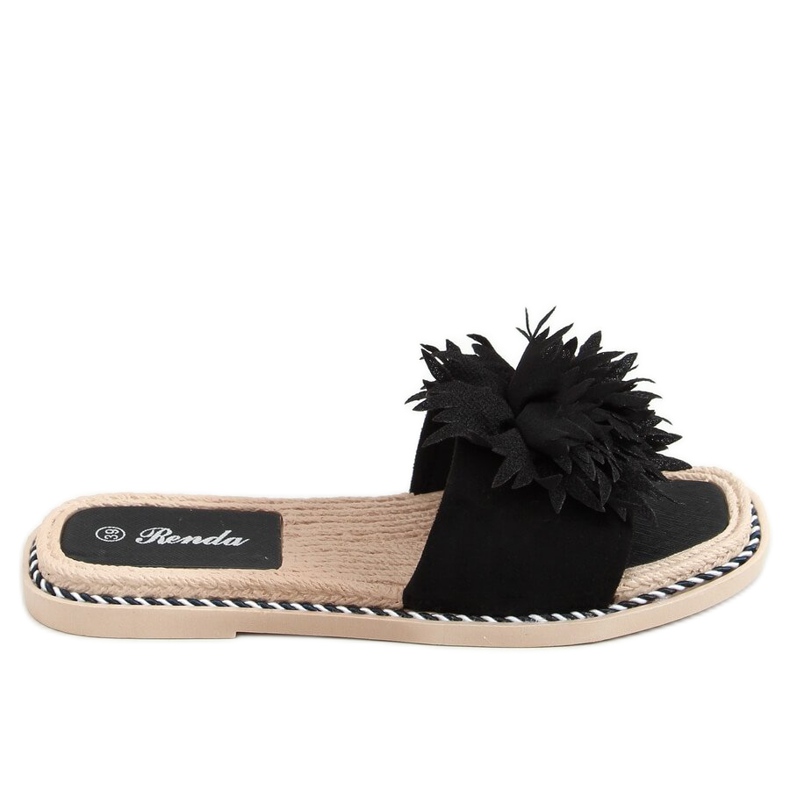Chanclas negras con flores 35-218 Negro