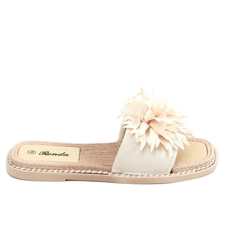 Zapatillas beige con flores 35-218 Beige