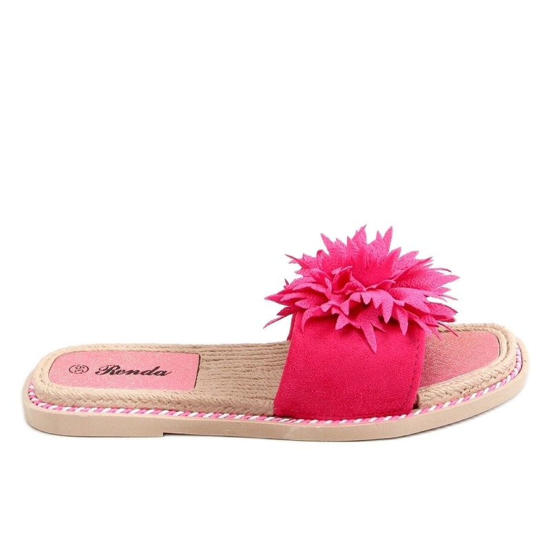 Pantuflas con flores fucsia 35-218 Rojo Ciruela rosado