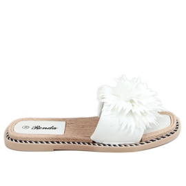 Zapatillas blancas con flores 35-218 Blanco