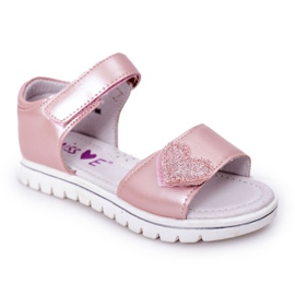 PE1 Sandalias Infantiles Con Velcro Corazón Rosa