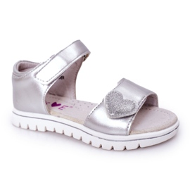 PE1 Sandalias Infantiles Con Velcro Cariño Plata
