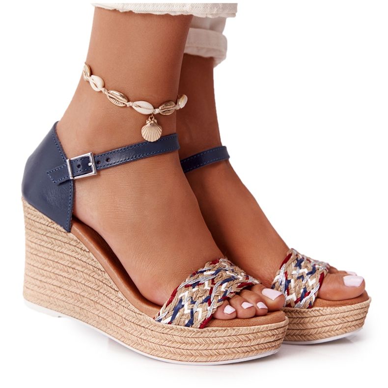 Sandalias Cuña Piel Maciejka L4869-17 Azul Marino Sandalias Cuña Piel Maciejka L4869-17 Azul Marino