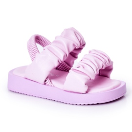 FR1 Sandalias para niños con dulzura violeta acanalada púrpura