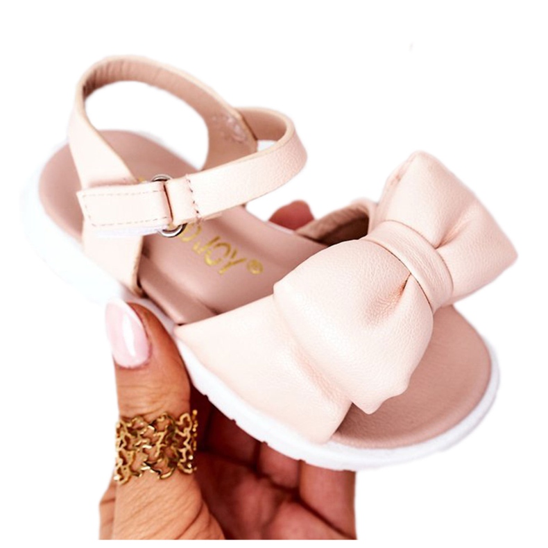 FR1 Sandalias Infantiles Con Lazo Rosa Abbie rosado