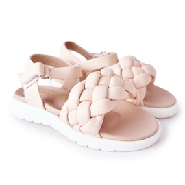 FR1 Sandalias Infantiles Con Trenzada Adella Rosa rosado