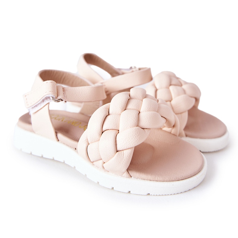 FR1 Sandalias Infantiles Con Trenzada Adella Rosa rosado