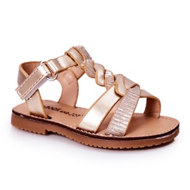 FR1 Sandalias Infantiles Con Brocado Dorado Batilda FR1 Sandalias Infantiles Con Brocado Dorado Batilda