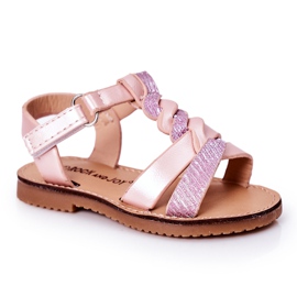 FR1 Sandalias Infantiles Con Brocado Rosa Batilda