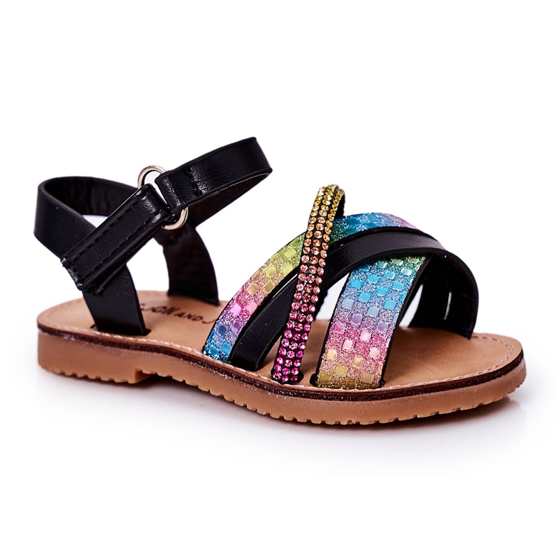 FR1 Sandalias Infantiles Con Lentejuelas Becky Negra negro multicolor