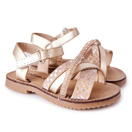 FR1 Sandalias Infantiles Con Lentejuelas Dorado Becky