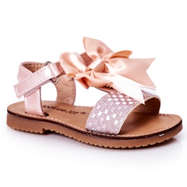 FR1 Sandalias Infantiles Con Lazo Rosa Beebee rosado