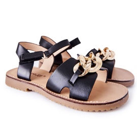 FR1 Sandalias Infantiles Con Cadena Negra Buffy negro