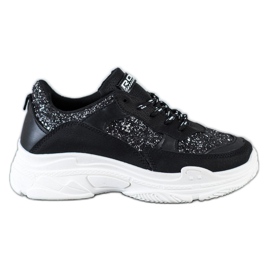 SHELOVET Zapatillas negras con purpurina negro