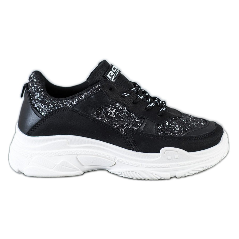 SHELOVET Zapatillas negras con purpurina negro