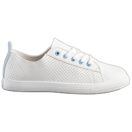 SHELOVET Deportivas caladas con piel ecológica blanco