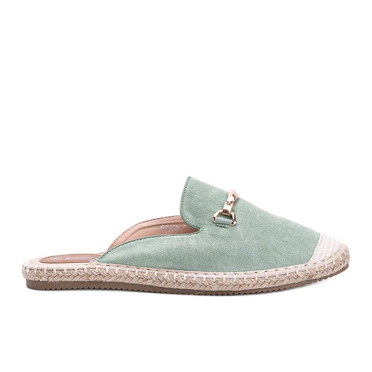 Zapatillas mujer World verde con hebilla
