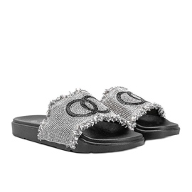 Zapatillas Olimpia negras con circonita plata