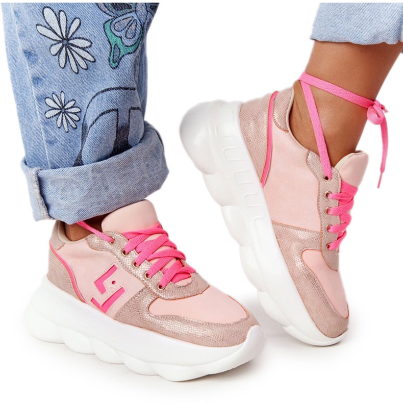 Zapatos deportivos de mujer en la plataforma lu boo rosa rosado multicolor