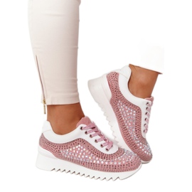 Deportivas Cuña Con Lentejuelas Lu Boo Rosa rosado