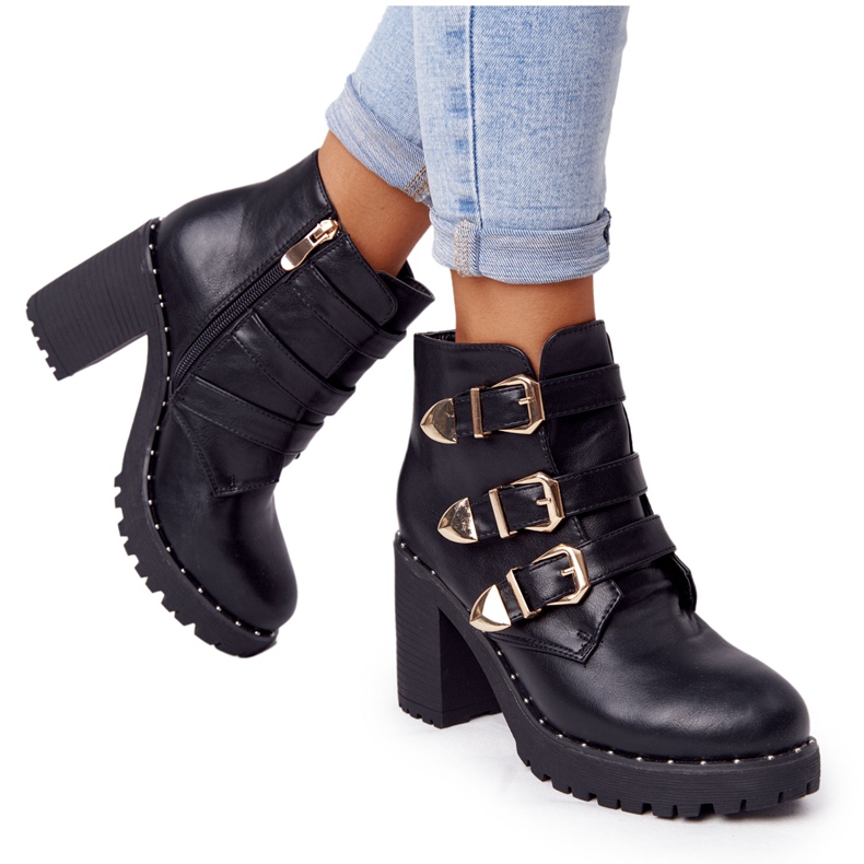 Botas en un poste con hebillas Lu Boo Black negro Botas en un poste con hebillas Lu Boo Black negro