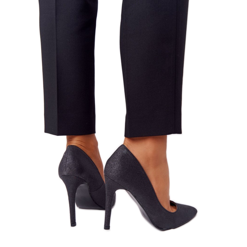 Elegantes tacones negros con purpurina Lu Boo