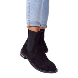 Botines de gamuza cálidos Jodhpur boots Lu Boo Black negro