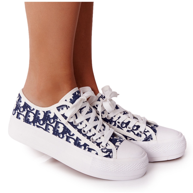 PS1 Zapatillas de Mujer en Blanco y Azul Marino Daphne