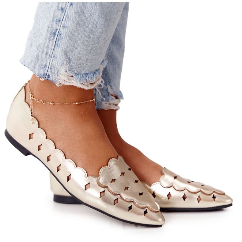 Mocasines calados de mujer Lu Boo Golden dorado