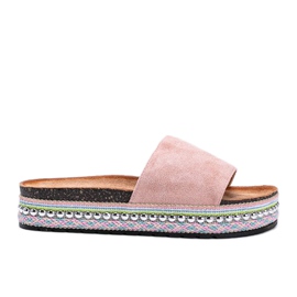 Pantuflas rosas con suela decorativa Fiore