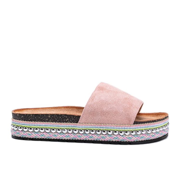 Pantuflas rosas con suela decorativa Fiore rosado