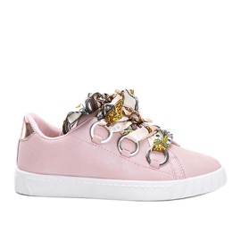 Zapatillas rosas con ribete Kisionis de raso rosado