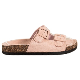 SHELOVET Zapatillas cómodas con hebillas rosa