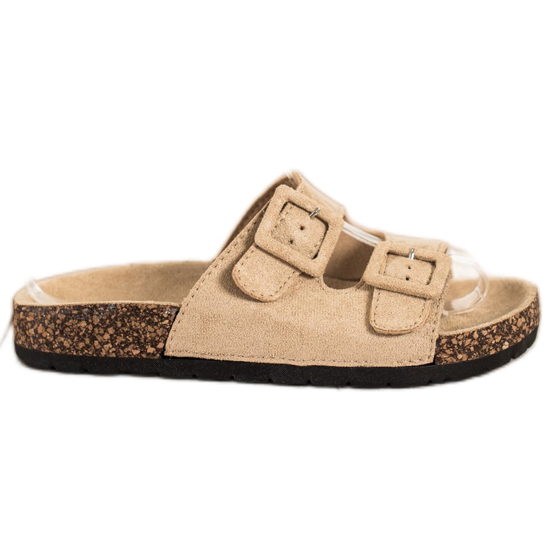 SHELOVET Zapatillas cómodas con hebillas beige