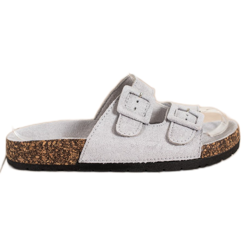 SHELOVET Zapatillas cómodas con hebillas gris SHELOVET Zapatillas cómodas con hebillas gris