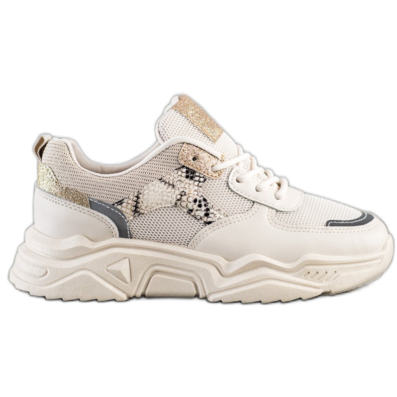 SHELOVET Zapatillas beige con purpurina