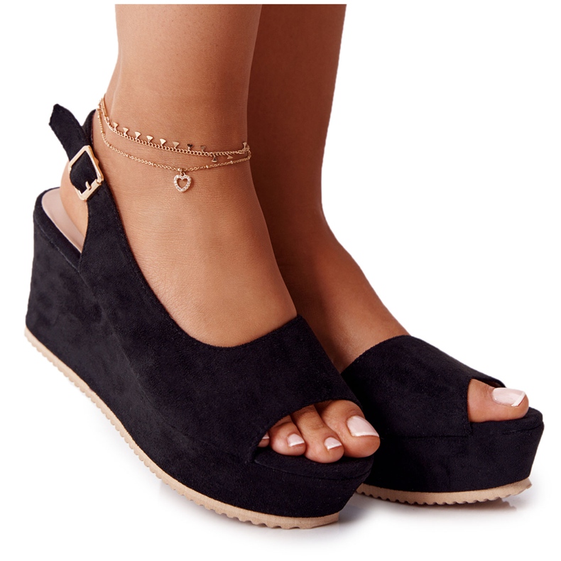 Sandalias Ante Tacón Alto Sergio Leone SK807 Negro