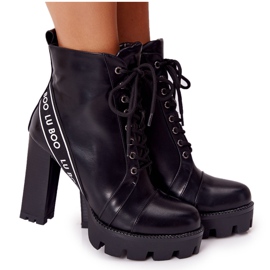 Botas con cordones en el poste Black Lu Boo negro